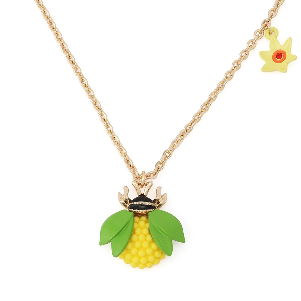 Betsey Johnson Hothouse Bloom Bee Flower Pendant Necklace New